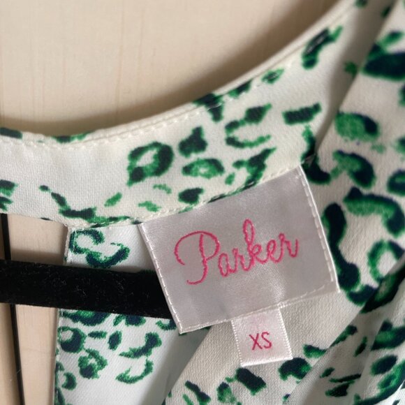 Parker NY Silk Summer Dress with green print in XS - Picture 2 of 4